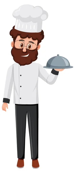 Chef Profesional Con Ilustración Alimentos — Vector de stock