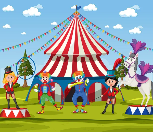 Amusement Park Scene Circus Dome Illustration — Stock Vector