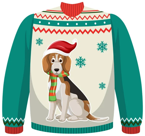 Jersey Navidad Con Patrón Beagle Ilustración — Vector de stock
