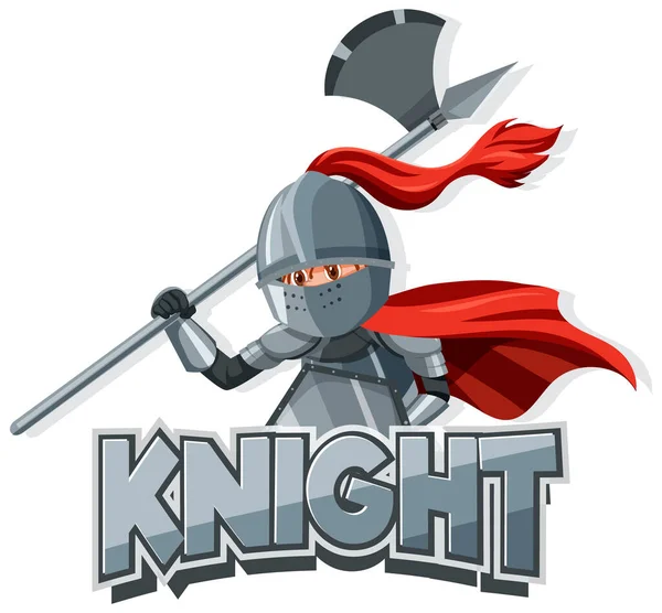 Knight Font Logo Medieval Knight Cartoon Style Illustration — Stock Vector
