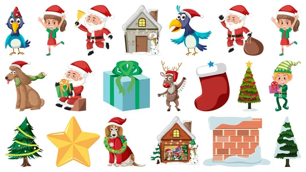 Isolated Christmas Objects Elements Set Illustration — Stock Vector