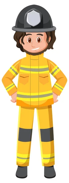 Ein Feuerwehrmann Cartoon Figur Auf Weißem Hintergrund Illustration — Stockvektor