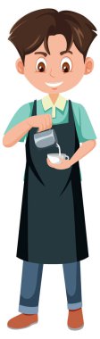 Beyaz arkaplan çizimi üzerine bir barista çizgi film karakteri