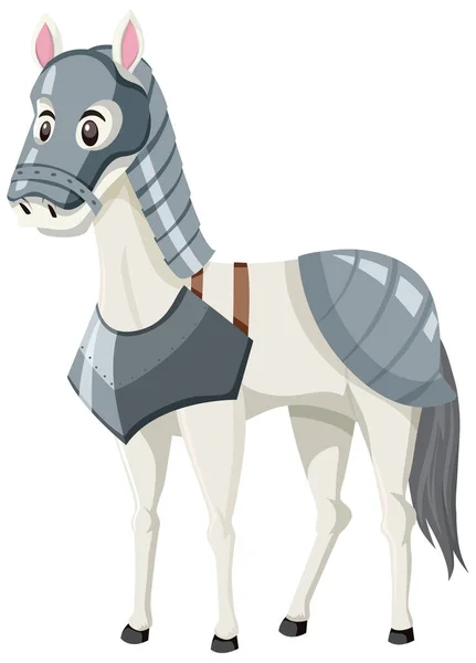 Cavallo Indossando Armatura Isolato Sfondo Bianco Illustrazione — Vettoriale Stock