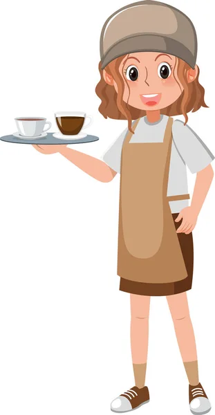 Personaje Dibujos Animados Del Personal Cafetería Sobre Fondo Blanco Ilustración — Vector de stock