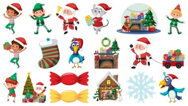 Yılbaşı temalı resimlerin izole edilmiş nesneleri