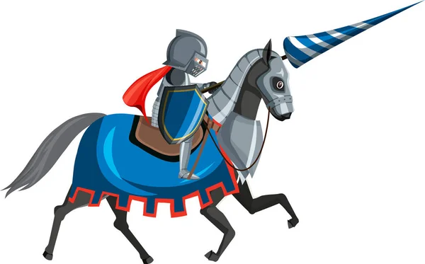 Средневековый Рыцарь Лошадях Белом Фоне — стоковый вектор