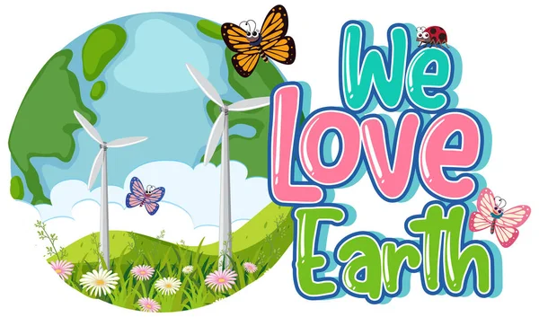 Love Earth Logo Banner Design Illustration — Stock Vector