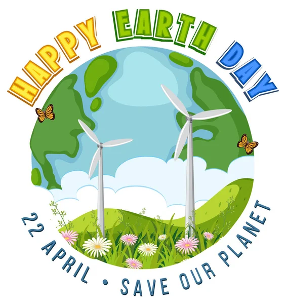 Gelukkige Dag Van Aarde April Logo Banner Illustratie — Stockvector