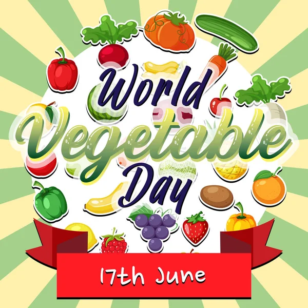 Постер Всесвітнього Дня Овочів Ілюстраціями Овочів Фруктів — стоковий вектор
