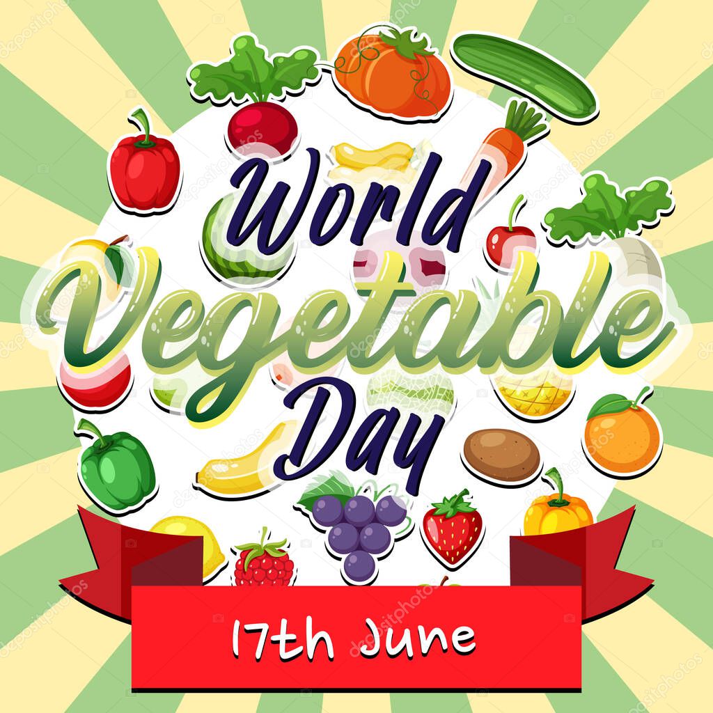 World Vegetable Day poster with vegetables and fruits illustration