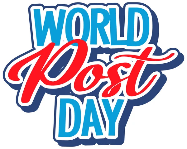 Día Mundial Del Post Palabra Bandera Ilustración — Vector de stock