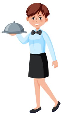 Yemek servisi yapan genç bir garson.