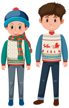 Noel kıyafetleri giyen çift resimli.