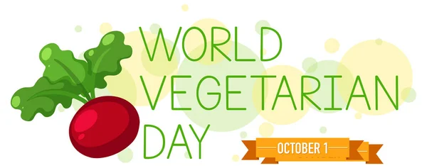 World Vegetarian Day 로고와 Radish — 스톡 벡터