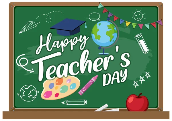 Gambaran Panji Papan Tulis Happy Teacher Day - Stok Vektor