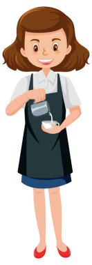 Beyaz arkaplan çizimi üzerine bir barista çizgi film karakteri