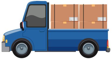 Paket illüstrasyonlu teslimat kamyonu