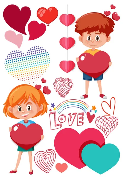 Tema San Valentín Con Muchos Corazones Ilustración — Vector de stock