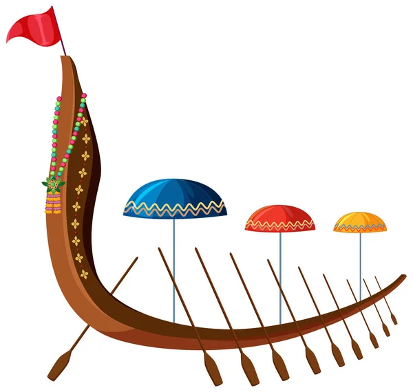 Bateau Indien Avec Trois Parapluies Illustration — Image vectorielle