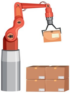 Fabrika illüstrasyonunda kullanılan bir robot makine.