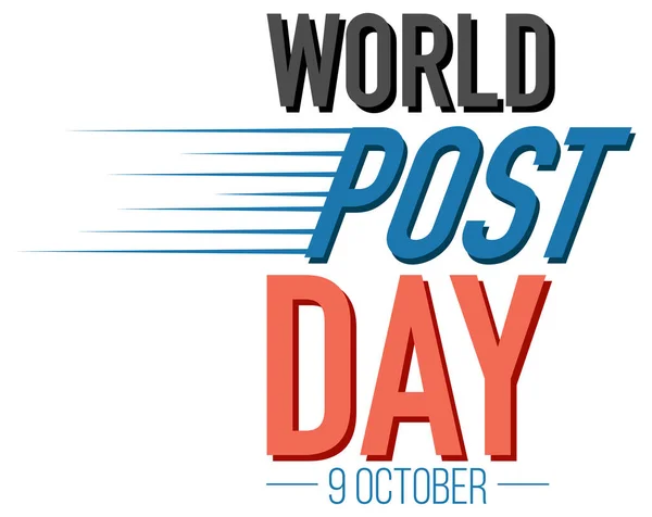 Světové Post Day Slovo Logo Bílém Pozadí Ilustrace — Stockový vektor