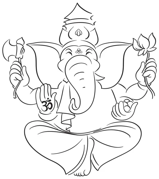 Índia Deus Elefante Fundo Branco Ilustração —  Vetores de Stock