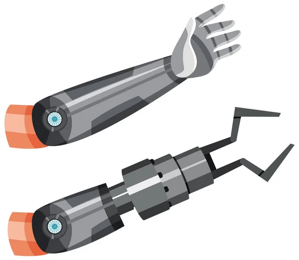 Uppsättning Robot Arm Vit Bakgrund Illustration — Stock vektor