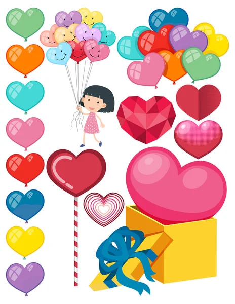 Valentinstag Thema Mit Vielen Herzen Illustration — Stockvektor