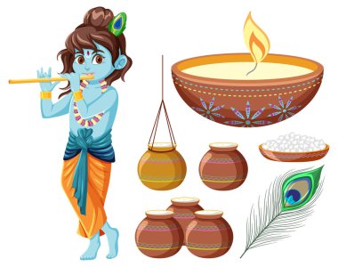 Hint Tanrısı ve elementlerin resimlerini sunuyor