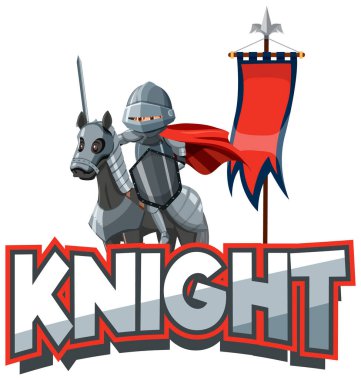 Beyaz arkaplan illüstrasyonunda medya şövalyesi logosu