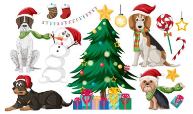 Ağaç ve süslemeli Noel seti