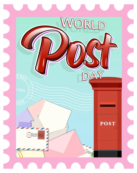 Logotipo Del Día Mundial Del Post Con Buzón Ilustración Del — Vector de stock