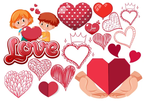 Tema San Valentín Con Muchos Corazones Ilustración — Archivo Imágenes Vectoriales