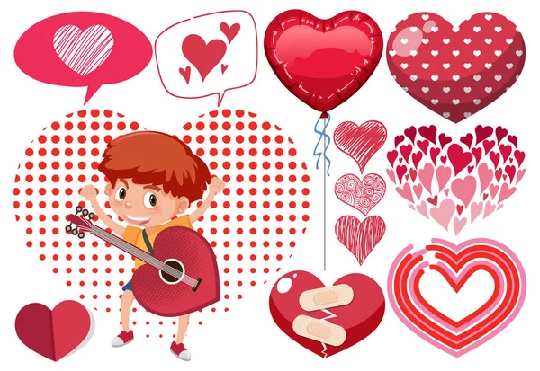 Tema Dos Namorados Com Muitos Corações Ilustração — Vetor de Stock