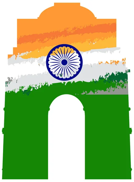 Desenho Bandeira Índia Ilustração Edifício — Vetor de Stock