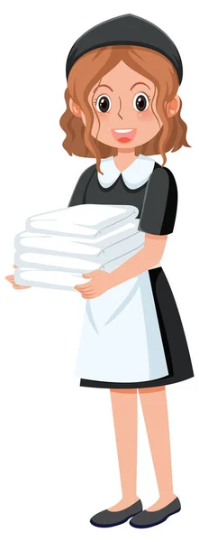 Personnage Dessin Animé Femme Ménage Sur Fond Blanc Illustration — Image vectorielle