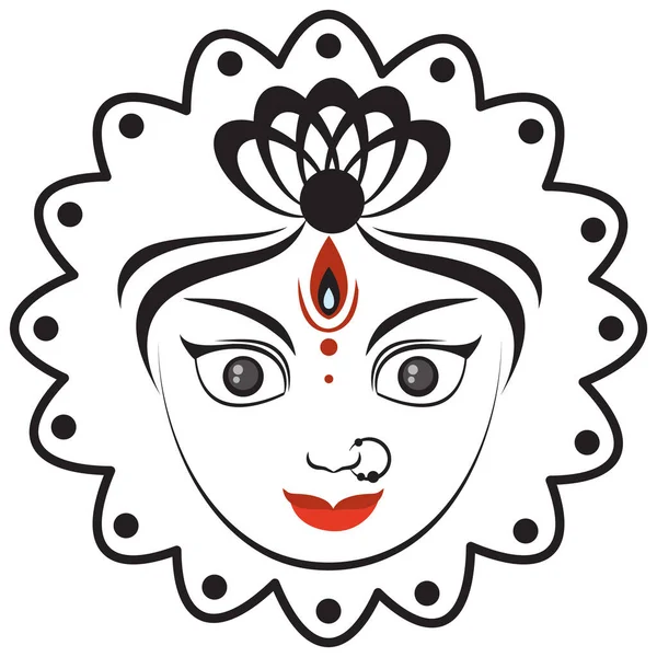 Ansiktet Indiska Gudinnan Vit Bakgrund Illustration — Stock vektor