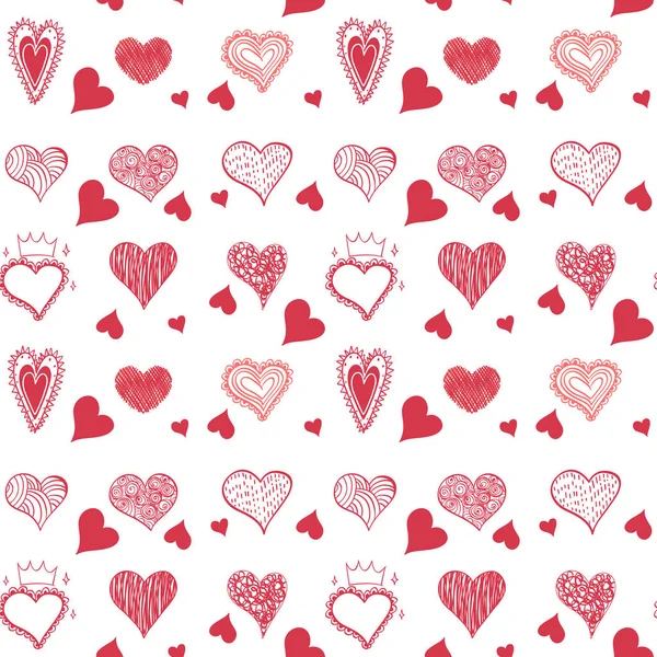 Απρόσκοπτη Doodle Απεικόνιση Μοτίβο Της Καρδιάς — Διανυσματικό Αρχείο