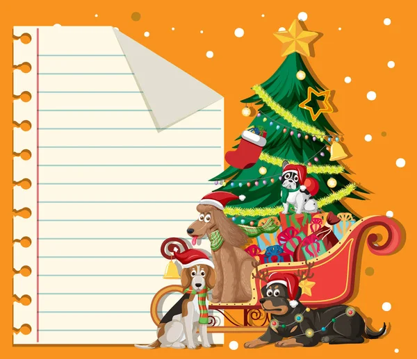 Leeres Papier Weihnachtsmotiv Mit Tieren Auf Schlitten — Stockvektor