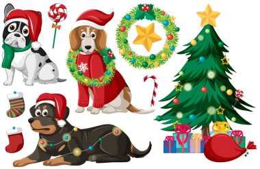 Ağaç ve süslemeli Noel seti