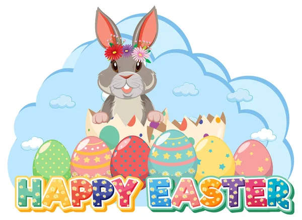 Happy Easter Design Bunny Eggs Illustration — Stock Vector