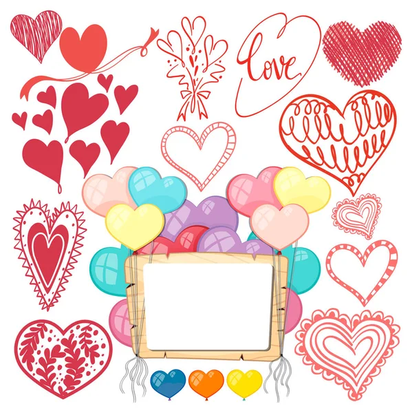 Tema San Valentín Con Muchos Corazones Ilustración — Vector de stock