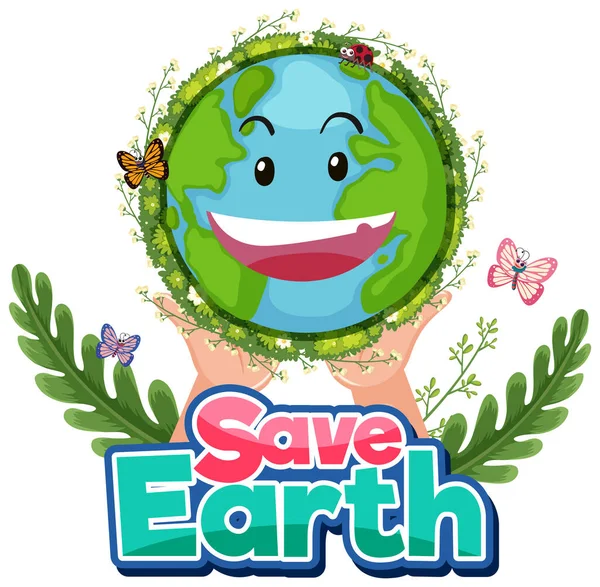 Earth Concept Smiley Earth Globe Illustration — Stock Vector