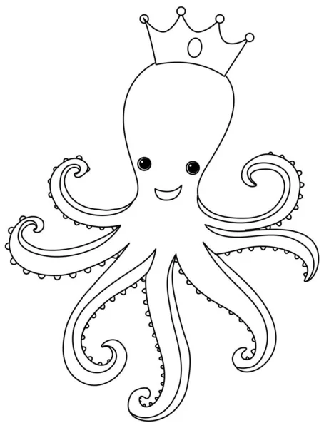 Octopus Doodle Outline Colouring Illustration — Stock Vector