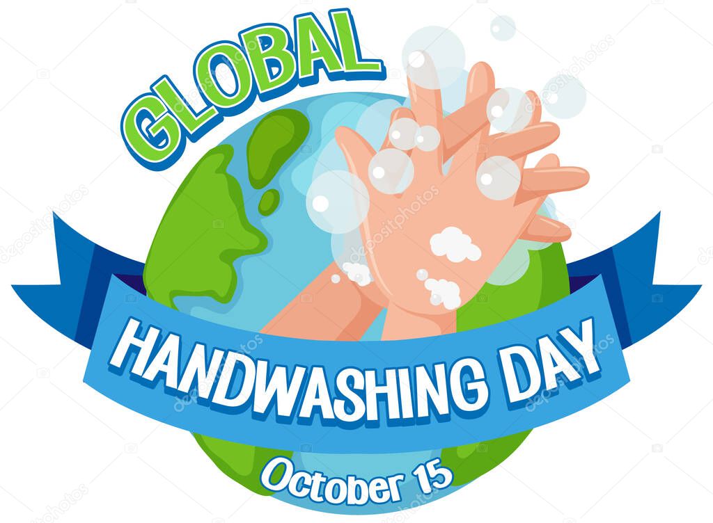 Global Handwashing Day banner in cartoon style illustration