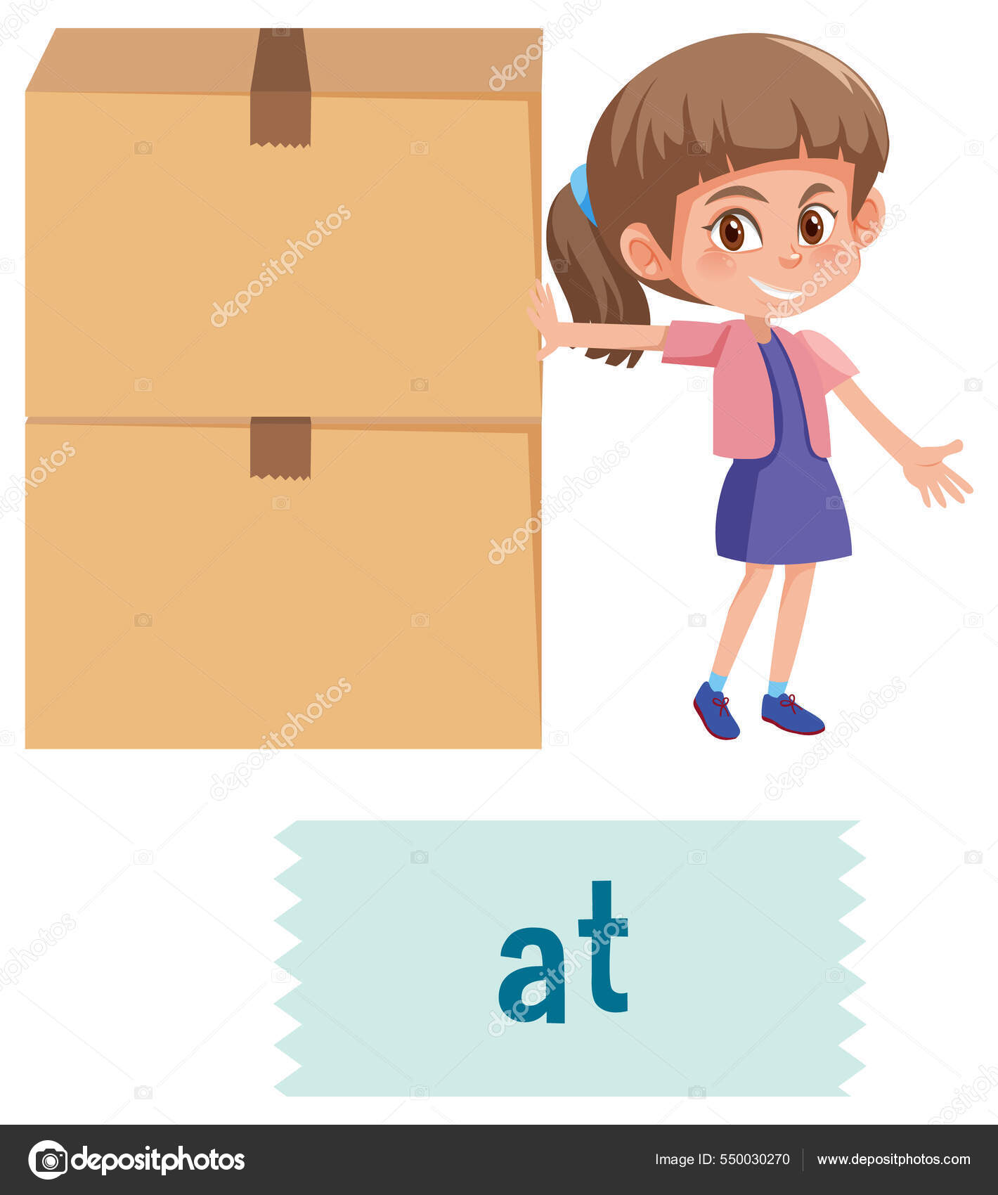 Preposition Place Cartoon Girl Box Illustration Stock Vector Image by  ©brgfx #550030270