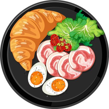 Üst görünüm Sağlıklı salata beyaz arkaplan illüstrasyonu