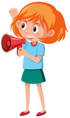 Hoparlör kullanarak hoş bir kız.