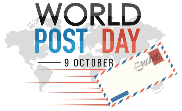Bandera Del Día Mundial Del Post Con Ilustración Sobres — Vector de stock